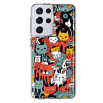 Samsung Galaxy S21 Ultra Psychedelic Cute Cats Friends Pop Art Hybrid Protective Phone Case Cover
