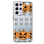 Samsung Galaxy S21 Ultra Halloween Spooky Horror Scary Jack O Lantern Pumpkins Hybrid Protective Phone Case Cover