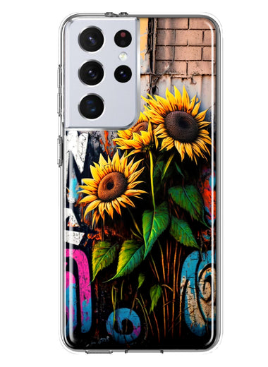 Samsung Galaxy S21 Ultra Sunflowers Graffiti Painting Art Hybrid Protective Phone Case Cover