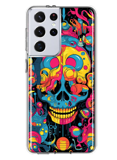 Samsung Galaxy S21 Ultra Psychedelic Trippy Death Skull Pop Art Hybrid Protective Phone Case Cover