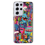 Samsung Galaxy S21 Ultra Psychedelic Trippy Happy Aliens Characters Hybrid Protective Phone Case Cover