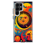 Samsung Galaxy S22 Ultra Neon Rainbow Psychedelic Indie Hippie Sun Moon Hybrid Protective Phone Case Cover