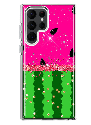 Samsung Galaxy S22 Ultra Summer Watermelon Sugar Vacation Tropical Fruit Pink Green Hybrid Protective Phone Case Cover