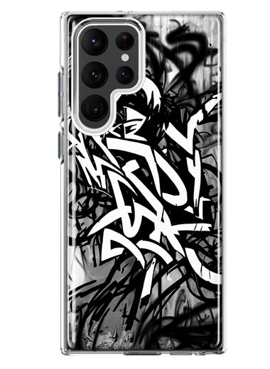 Samsung Galaxy S22 Ultra Black White Urban Graffiti Hybrid Protective Phone Case Cover