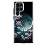 Samsung Galaxy S22 Ultra Kawaii Manga Pink Cherry Blossom Full Moon Hybrid Protective Phone Case Cover