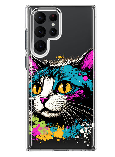 Samsung Galaxy S22 Ultra Cool Cat Oil Paint Pop Art Hybrid Protective Phone Case Cover