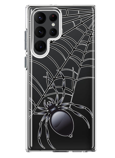Samsung Galaxy S22 Ultra Creepy Black Spider Web Halloween Horror Spooky Hybrid Protective Phone Case Cover