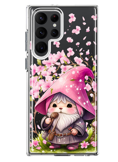 Samsung Galaxy S22 Ultra Cute Pink Cherry Blossom Gnome Spring Floral Flowers Double Layer Phone Case Cover