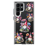 Samsung Galaxy S22 Ultra Cute Pink Purple Cosmos Flowers Gnomes Spring Floral Double Layer Phone Case Cover