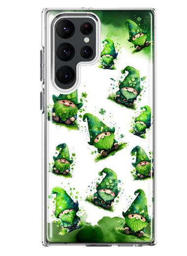 Samsung Galaxy S23 Ultra Gnomes Shamrock Lucky Green Clover St. Patrick Hybrid Protective Phone Case Cover