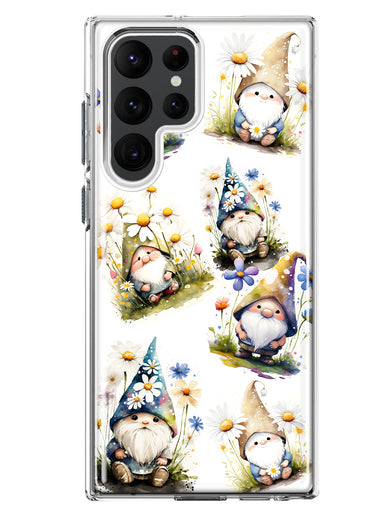 Samsung Galaxy S23 Ultra Cute White Blue Daisies Gnomes Hybrid Protective Phone Case Cover