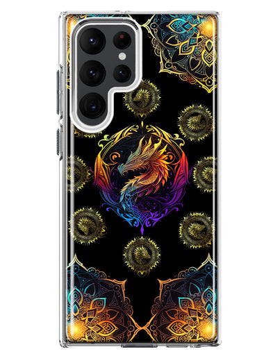 Samsung Galaxy S23 Ultra Mandala Geometry Abstract Dragon Pattern Hybrid Protective Phone Case Cover