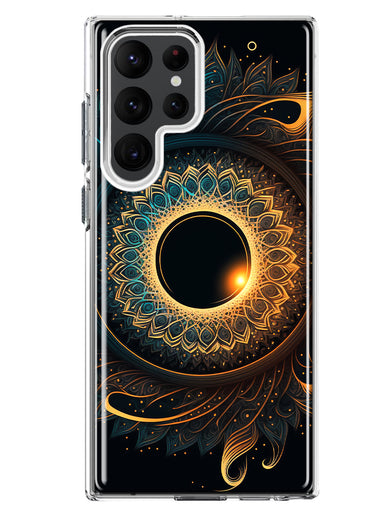 Samsung Galaxy S22 Ultra Mandala Geometry Abstract Eclipse Pattern Hybrid Protective Phone Case Cover