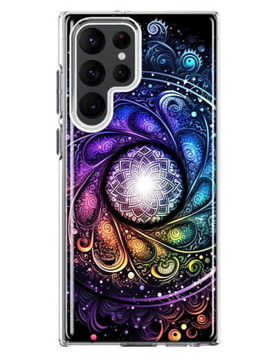 Samsung Galaxy S22 Ultra Mandala Geometry Abstract Galaxy Pattern Hybrid Protective Phone Case Cover