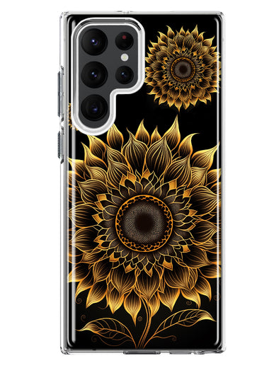 Samsung Galaxy S22 Ultra Mandala Geometry Abstract Sunflowers Pattern Hybrid Protective Phone Case Cover