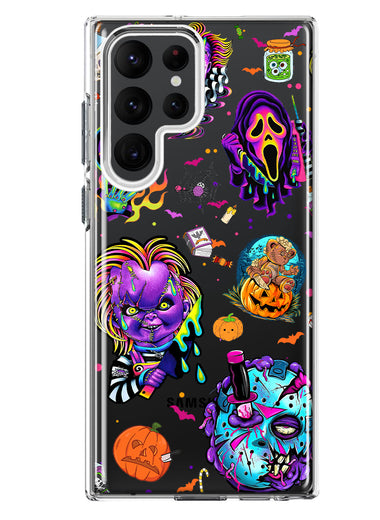 Samsung Galaxy S23 Ultra Cute Halloween Spooky Horror Scary Neon Characters Hybrid Protective Phone Case Cover