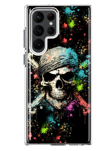 Samsung Galaxy S23 Ultra Fantasy Paint Splash Pirate Skull Hybrid Protective Phone Case Cover