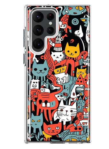 Samsung Galaxy S23 Ultra Psychedelic Cute Cats Friends Pop Art Hybrid Protective Phone Case Cover
