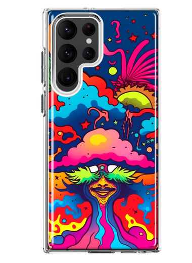 Samsung Galaxy S23 Ultra Neon Rainbow Psychedelic Trippy Hippie Bomb Star Dream Hybrid Protective Phone Case Cover