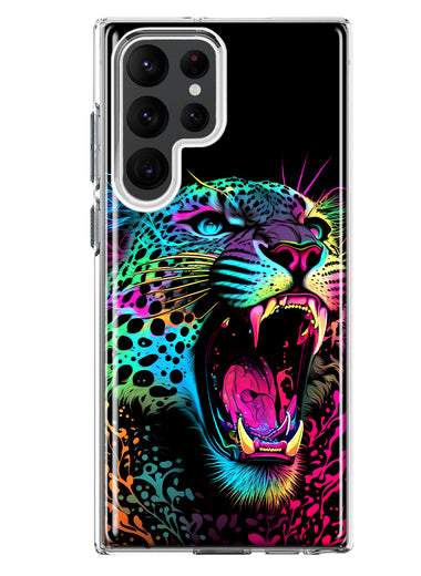 Samsung Galaxy S23 Ultra Neon Rainbow Glow Colorful Leopard Hybrid Protective Phone Case Cover