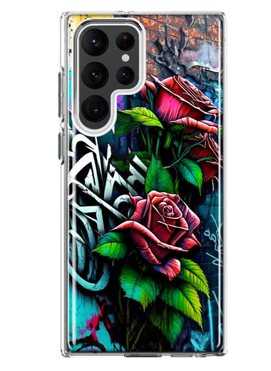 Samsung Galaxy S22 Ultra Red Roses Graffiti Painting Art Hybrid Protective Phone Case Cover