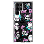 Samsung Galaxy S22 Ultra Roses Halloween Spooky Horror Characters Spider Web Hybrid Protective Phone Case Cover