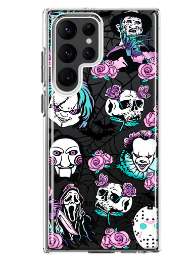 Samsung Galaxy S23 Ultra Roses Halloween Spooky Horror Characters Spider Web Hybrid Protective Phone Case Cover