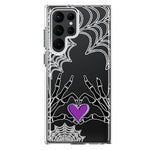 Samsung Galaxy S22 Ultra Halloween Skeleton Heart Hands Spooky Spider Web Hybrid Protective Phone Case Cover