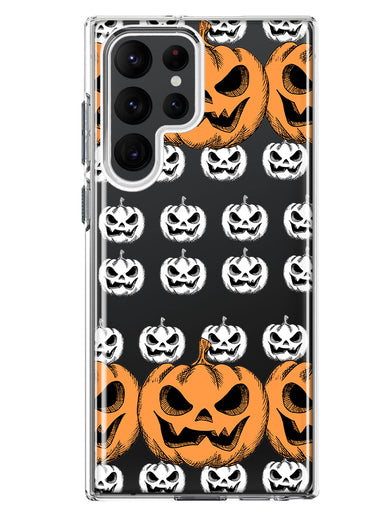 Samsung Galaxy S22 Ultra Halloween Spooky Horror Scary Jack O Lantern Pumpkins Hybrid Protective Phone Case Cover
