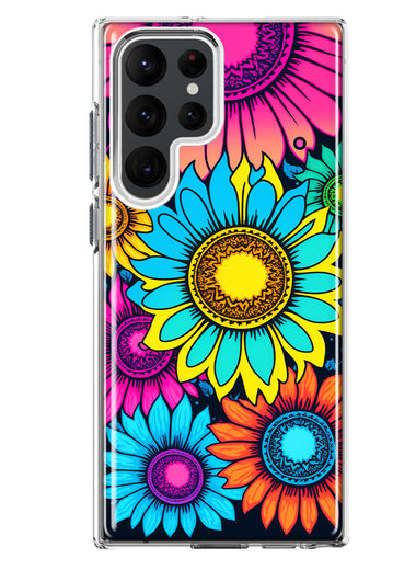 Samsung Galaxy S23 Ultra Vintage Colorful Abstract Sunflowers Floral Double Layer Phone Case Cover