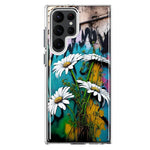 Samsung Galaxy S22 Ultra White Daisies Graffiti Wall Art Painting Hybrid Protective Phone Case Cover