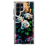 Samsung Galaxy S23 Ultra White Roses Graffiti Wall Art Painting Hybrid Protective Phone Case Cover