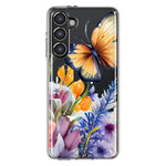 Samsung Galaxy S23 Plus Spring Summer Flowers Butterfly Purple Blue Lilac Floral Hybrid Protective Phone Case Cover
