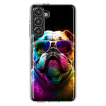 Samsung Galaxy S23 Neon Rainbow Glow Bulldog Hybrid Protective Phone Case Cover