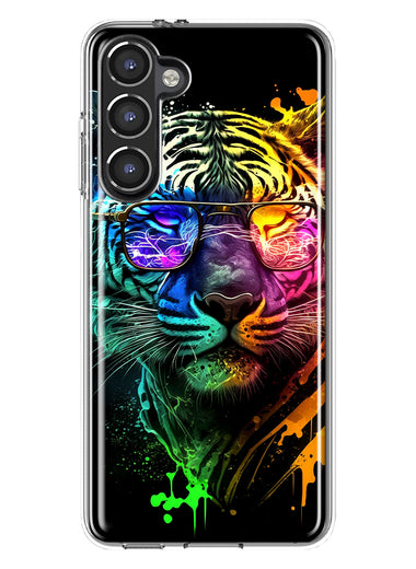 Samsung Galaxy S23 Neon Rainbow Swag Tiger Hybrid Protective Phone Case Cover