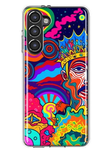 Samsung Galaxy S23 Neon Rainbow Psychedelic Indie Hippie Indie King Hybrid Protective Phone Case Cover