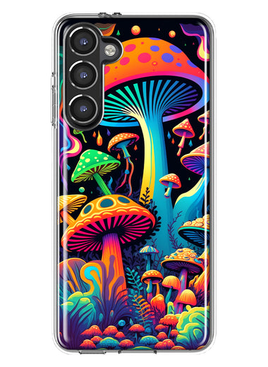 Samsung Galaxy S23 Neon Rainbow Psychedelic Indie Hippie Mushrooms Hybrid Protective Phone Case Cover