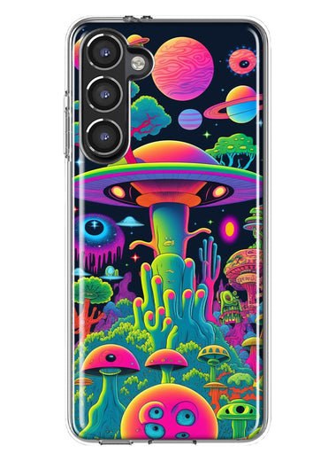 Samsung Galaxy S23 Plus Neon Rainbow Psychedelic UFO Alien Planet Hybrid Protective Phone Case Cover