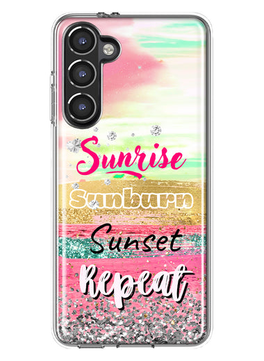 Samsung Galaxy S23 Summer Brush Strokes Sunrise Sunburn Sunset Repeat Hybrid Protective Phone Case Cover
