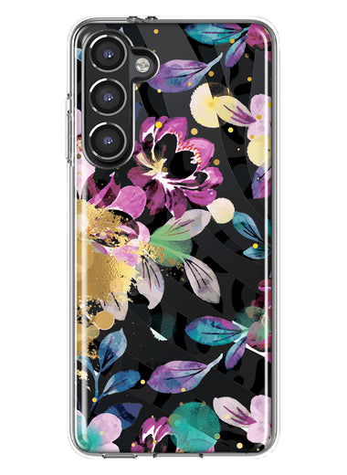 Samsung Galaxy S23 Plus Zebra Stripes Tropical Flowers Purple Blue Summer Vibes Hybrid Protective Phone Case Cover