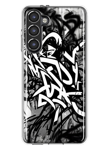 Samsung Galaxy S23 Black White Urban Graffiti Hybrid Protective Phone Case Cover