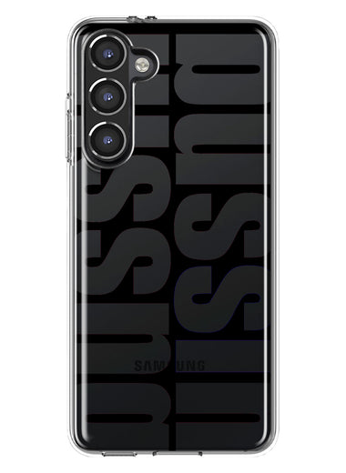 Samsung Galaxy S23 Black Clear Funny Text Quote Bussin Hybrid Protective Phone Case Cover