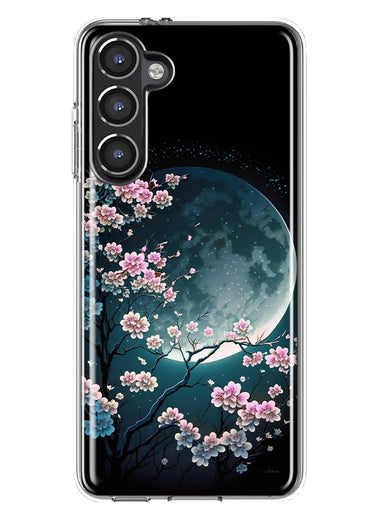 Samsung Galaxy S23 Kawaii Manga Pink Cherry Blossom Full Moon Hybrid Protective Phone Case Cover