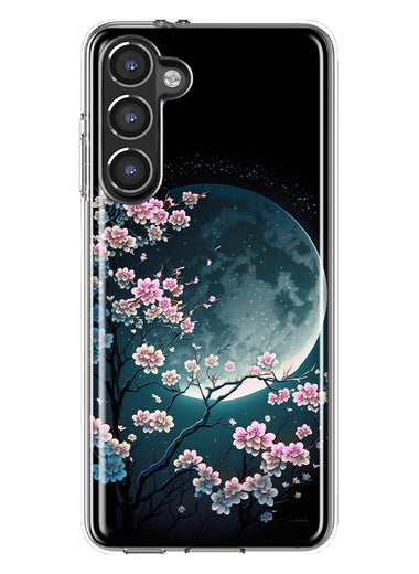 Samsung Galaxy S23 Plus Kawaii Manga Pink Cherry Blossom Full Moon Hybrid Protective Phone Case Cover