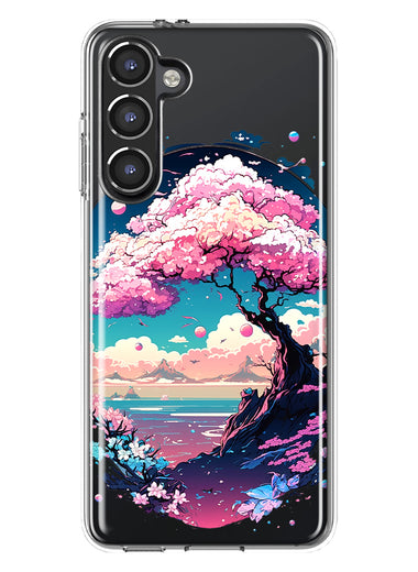 Samsung Galaxy S23 Plus Kawaii Manga Pink Cherry Blossom Japanese Sky Floral Ocean Hybrid Protective Phone Case Cover