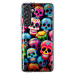 Samsung Galaxy S23 Halloween Spooky Colorful Day of the Dead Skulls Hybrid Protective Phone Case Cover