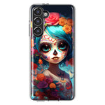 Samsung Galaxy S23 Halloween Spooky Colorful Day of the Dead Skull Girl Hybrid Protective Phone Case Cover