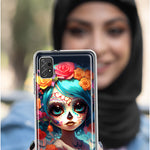 Samsung Galaxy S22 Plus Halloween Spooky Colorful Day of the Dead Skull Girl Hybrid Protective Phone Case Cover