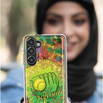 Samsung Galaxy Z Flip 4 Love Softball Girls Glove Green Tie Dye Swirl Paint Hybrid Protective Phone Case Cover