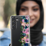Motorola Moto G Stylus 5G 2023 Navy Blue Summer Watercolor Floral Classic Purple Flowers Hybrid Protective Phone Case Cover